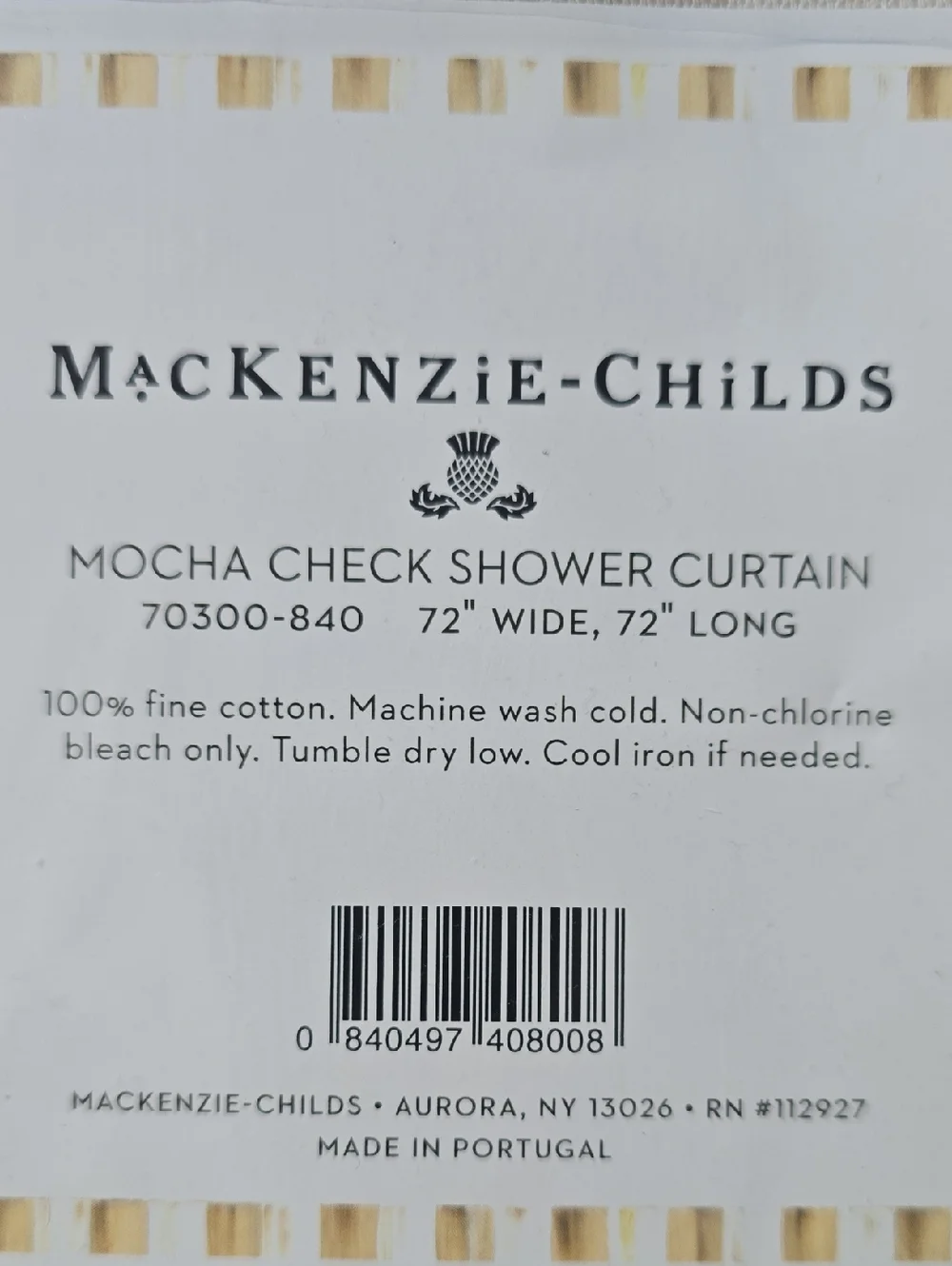MacKenzie-Childs Mocha Check Shower Curtain